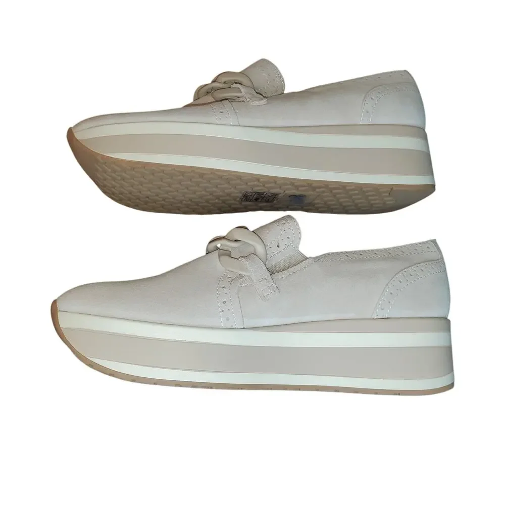 Dolce Vita Jhenee Platform Loafer Sneaker Beige Suede Leather Size 11 NEW READ